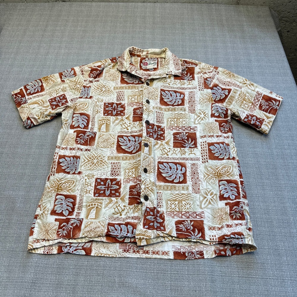 VTG Hilo‎ Hattie Hawaiian Original Aloha Shirt Mens Large Tropical Palm Tree